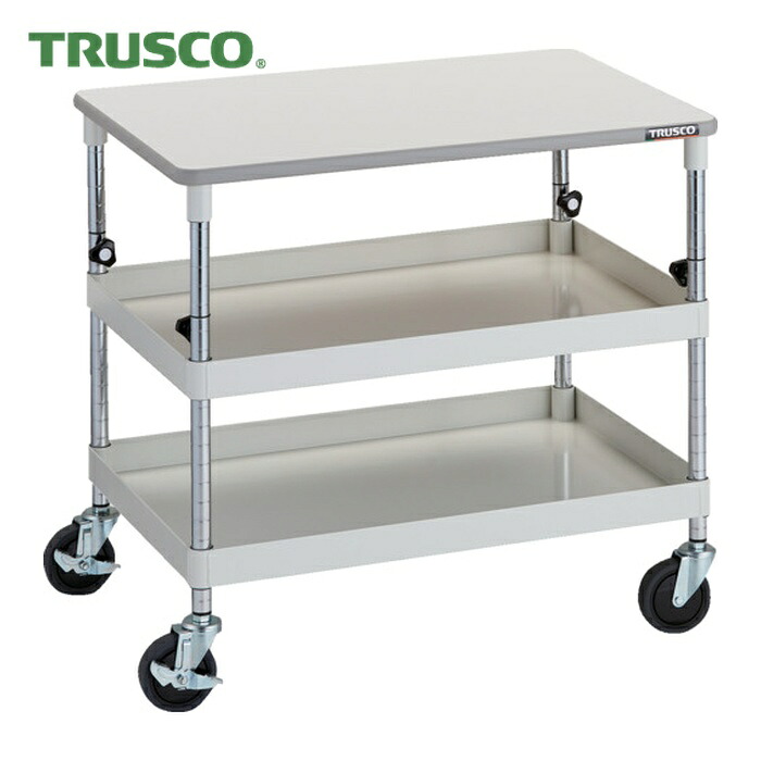 トラスコ TRUSCO ツールワゴン フェニックスワゴン 省音 750X500XH700~950 天板付 ホワイト (1台) PEW-A772T-W