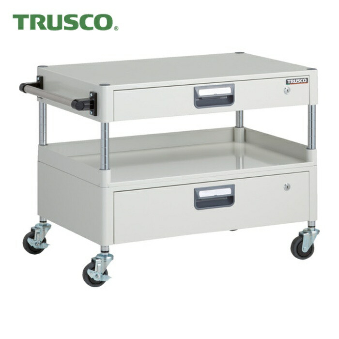 トラスコ TRUSCO ツールワゴン フェニックスワゴン 省音 750X500XH600 引出付 3方棚板付 ホワイト (1台) PEW-67H1VZ-W