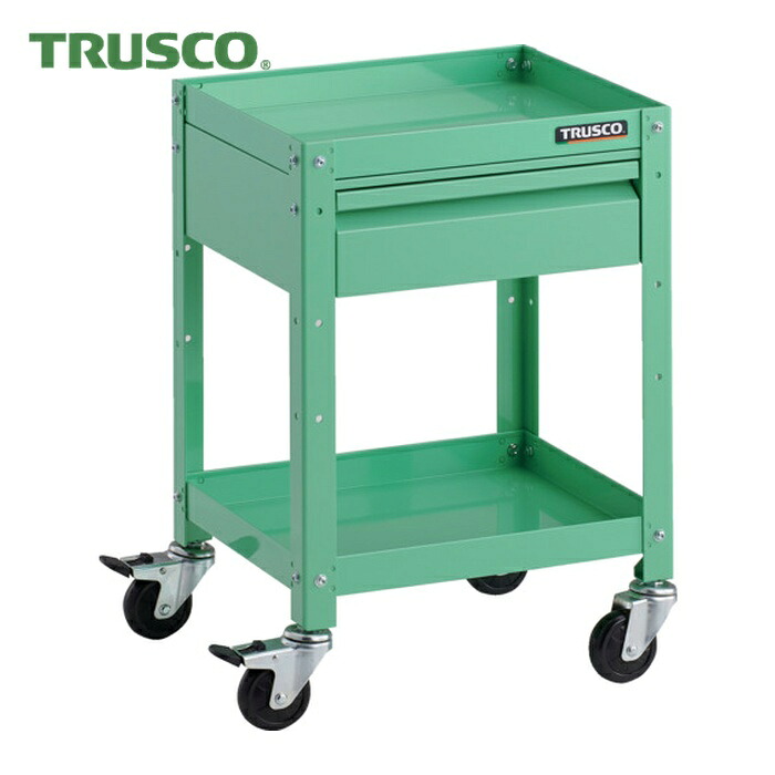 トラスコ TRUSCO ツールワゴン ラビットワゴン 400X350 引出1段付 ゴム車輪 ヤンググリーン (1台) RBW-642V YG｜工具ランド