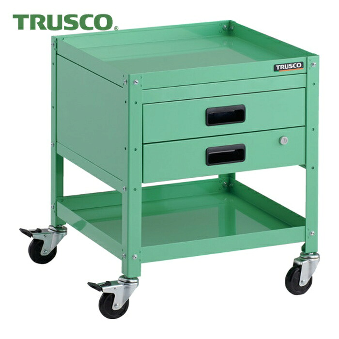 トラスコ TRUSCO ツールワゴン ラビットワゴン 500X500 引出2段付 ゴム車輪 ヤンググリーン (1台) RBW-652X YG｜工具ランド