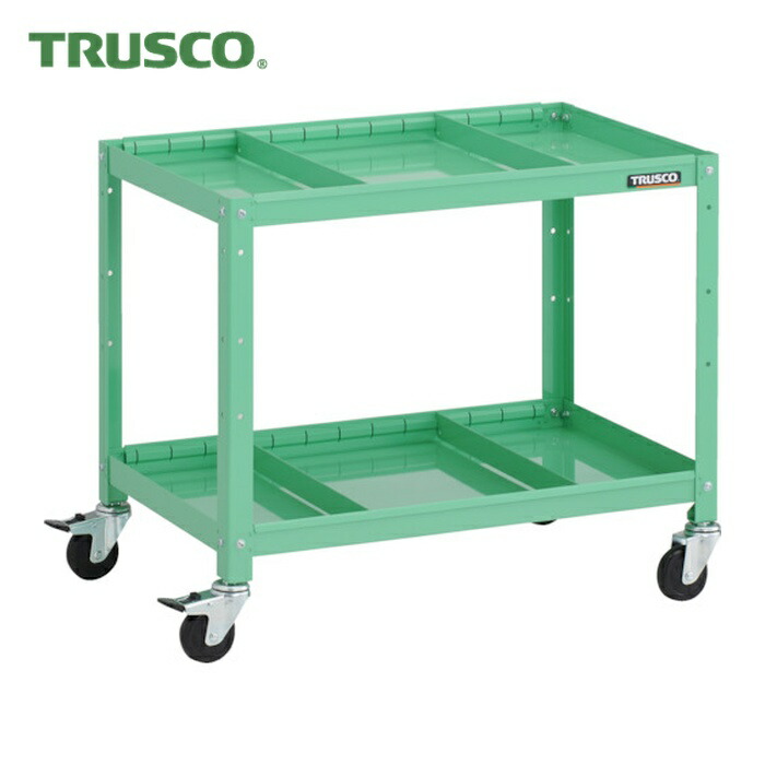 トラスコ TRUSCO 物の具手押し車 ラビットワゴン 700X450XH600  2段 中仕切り板2段付 天然ゴム拷問台 若い衆緑であること (1台) RBW-672S2 YG