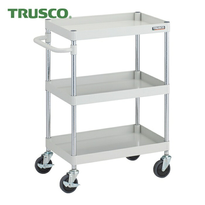 トラスコ TRUSCO ツールワゴン フェニックスワゴン 抗ウィルスハンドル 省音 600X400XH880 3段 ホワイト (1台) PEW-963A-W｜工具ランド