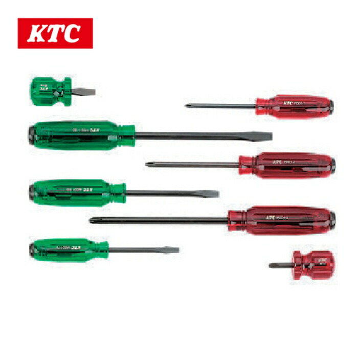 KTC 京都機械工具 PMD18 樹脂柄ドライバセット貫通タイプ(8本組) 先端マグネット付き (1S)