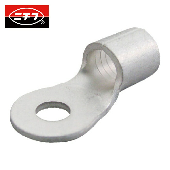 ニチフ R 22-6 裸圧着端子 R形(100P) より線16.78~26.66 外寸16.5mm スタッド径6.4mm (1Pk)