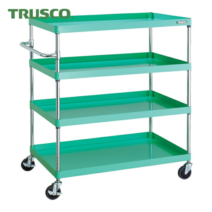 トラスコ TRUSCO ツールワゴン フェニックスワゴン 省音 1000X650XH1200 4段 ヤンググリーン (1台) PEW-12104-YG