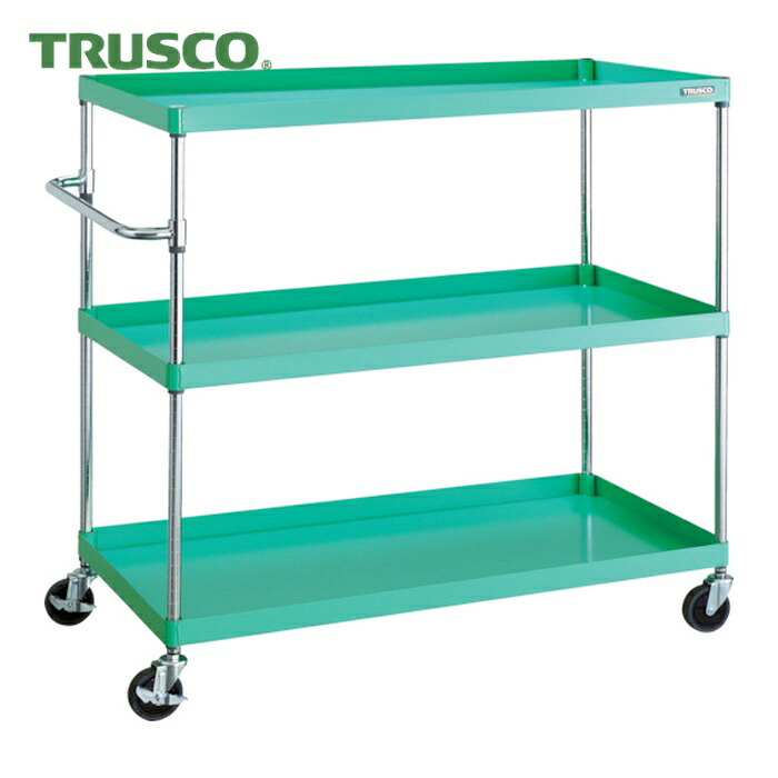 トラスコ TRUSCO ツールワゴン フェニックスワゴン 省音 1200X600XH1200 3段 ヤンググリーン (1台) PEW-12123-YG｜工具ランド