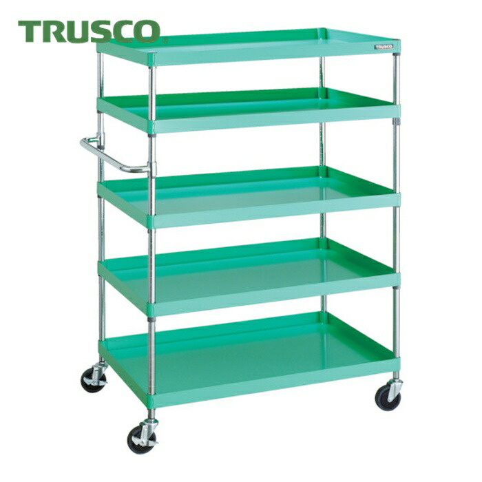 トラスコ TRUSCO ツールワゴン フェニックスワゴン 省音 1000X650XH1500 5段 ヤンググリーン (1台) PEW-15105-YG