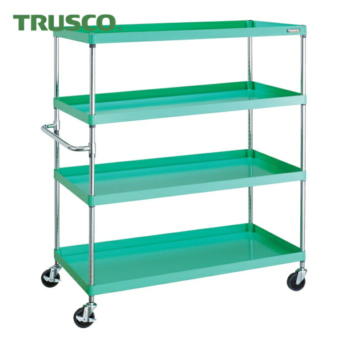 トラスコ TRUSCO ツールワゴン フェニックスワゴン 省音 1200X600XH1500 4段 ヤンググリーン (1台) PEW-15124-YG