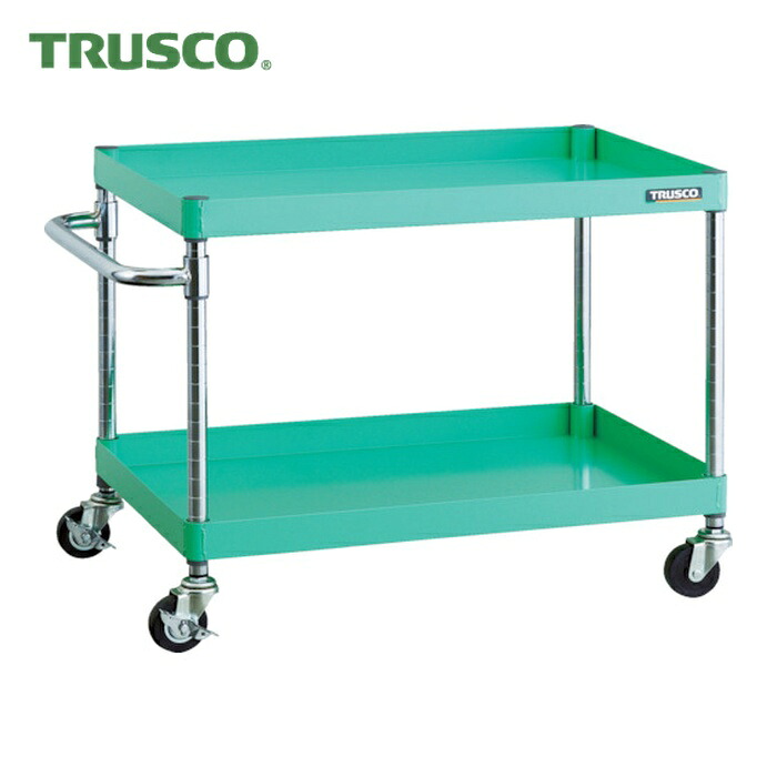 トラスコ TRUSCO 物の具手押し車 アリゾナ州の州都手押し車  750X500 2段 Φ75天然ゴム拷問台 若い衆緑であること (1台) PEW-672-G75-YG