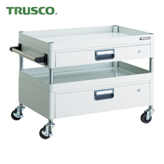 トラスコ TRUSCO ツールワゴン フェニックスワゴン 省音 750X500XH600 引出付 ホワイト (1台) PEW-672VZ-W