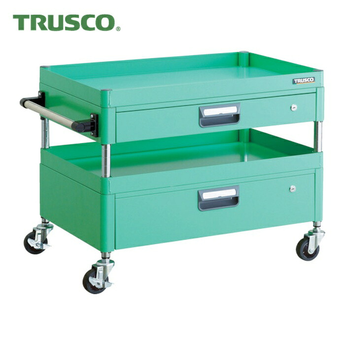 トラスコ TRUSCO ツールワゴン フェニックスワゴン 省音 750X500XH600 引出付 ヤンググリーン (1台) PEW-672VZ-YG