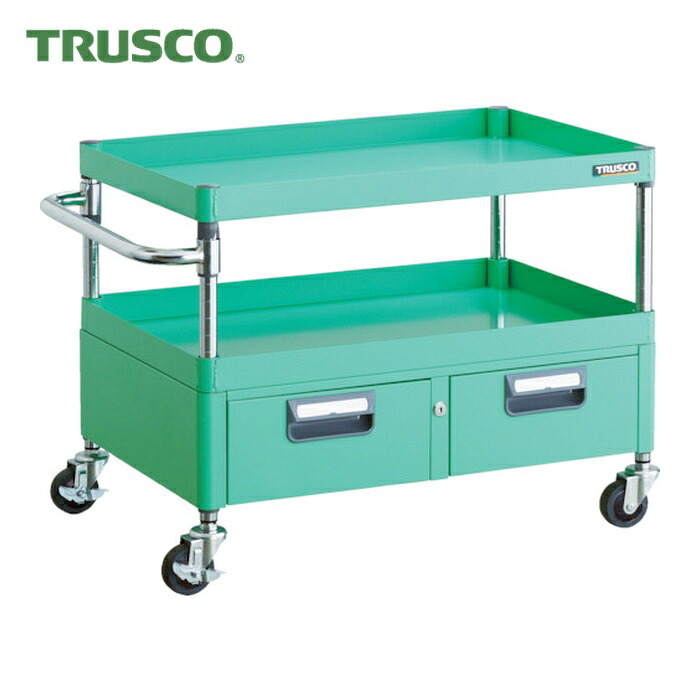 トラスコ TRUSCO ツールワゴン フェニックスワゴン 省音 750X500XH600 2列引出付 ヤンググリーン (1台) PEW-672W-YG