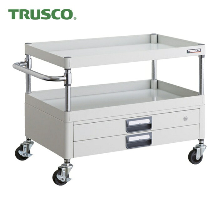 トラスコ TRUSCO ツールワゴン フェニックスワゴン 省音 750X500XH600 2段引出付 ホワイト (1台) PEW-672X-W