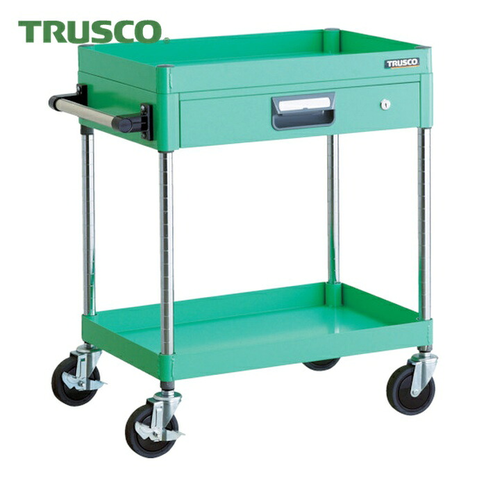 トラスコ TRUSCO ツールワゴン フェニックスワゴン 省音 600X400 薄型1段引出付 ヤンググリーン (1台) PEW-762Z-YG
