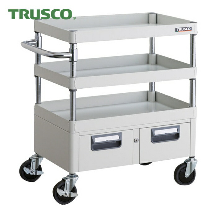 トラスコ TRUSCO ツールワゴン フェニックスワゴン 省音 600X400XH740 2列引出付 ホワイト (1台) PEW-763W-W