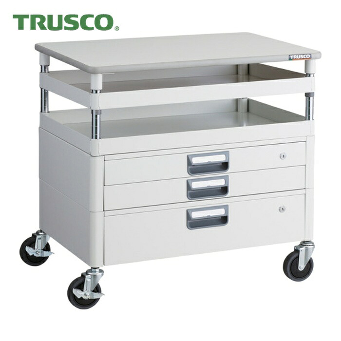 トラスコ TRUSCO ツールワゴン フェニックスワゴン 抗菌 省音 750X500XH740 引出 天板付 ホワイト (1台) PEW-772VXT-W｜工具ランド