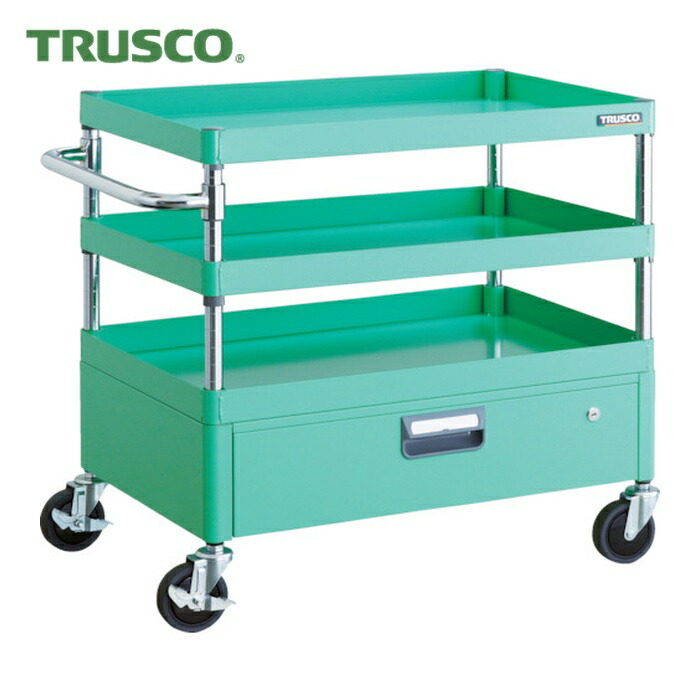 トラスコ TRUSCO ツールワゴン フェニックスワゴン 省音 750X500XH740 1段引出付 ヤンググリーン (1台) PEW-773V-YG