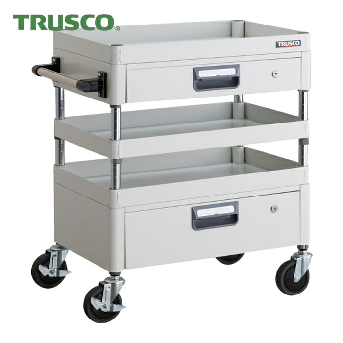 トラスコ TRUSCO ツールワゴン フェニックスワゴン 省音 750X500XH740 引出付 ホワイト (1台) PEW-773VZ-W｜工具ランド