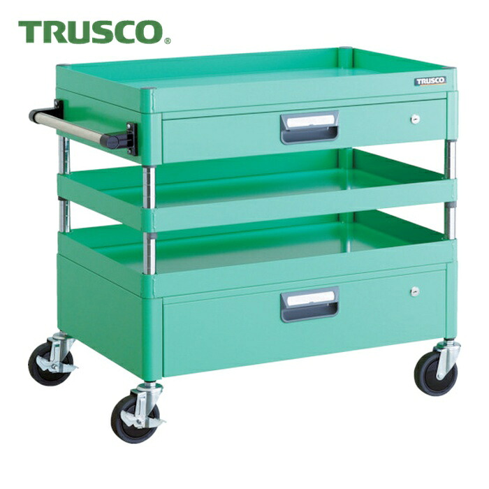 トラスコ TRUSCO ツールワゴン フェニックスワゴン 省音 750X500XH740 引出付 ヤンググリーン (1台) PEW-773VZ-YG｜工具ランド
