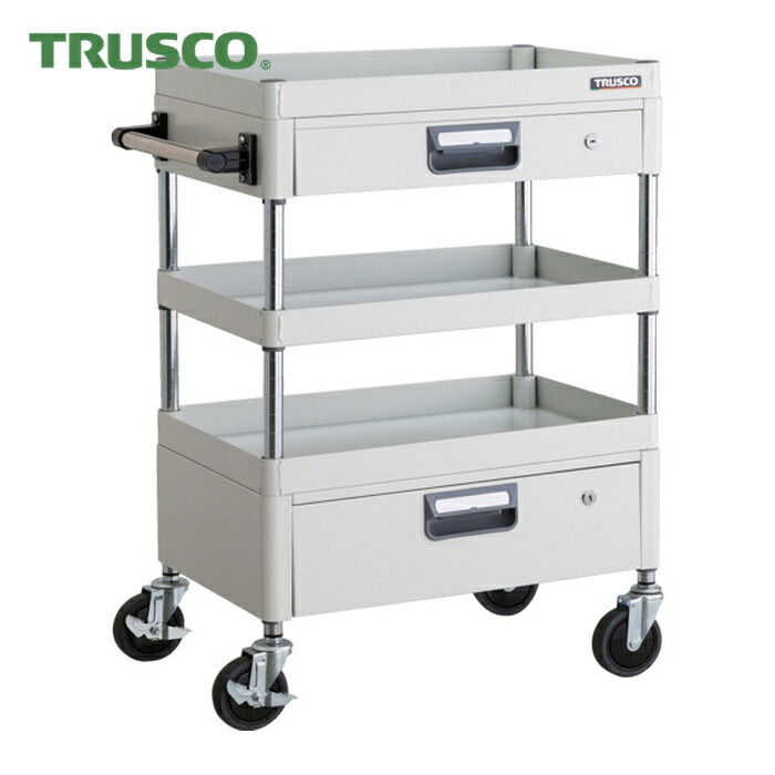 トラスコ TRUSCO ツールワゴン フェニックスワゴン 省音 600X400XH880 引出付 ホワイト (1台) PEW-963VZ-W