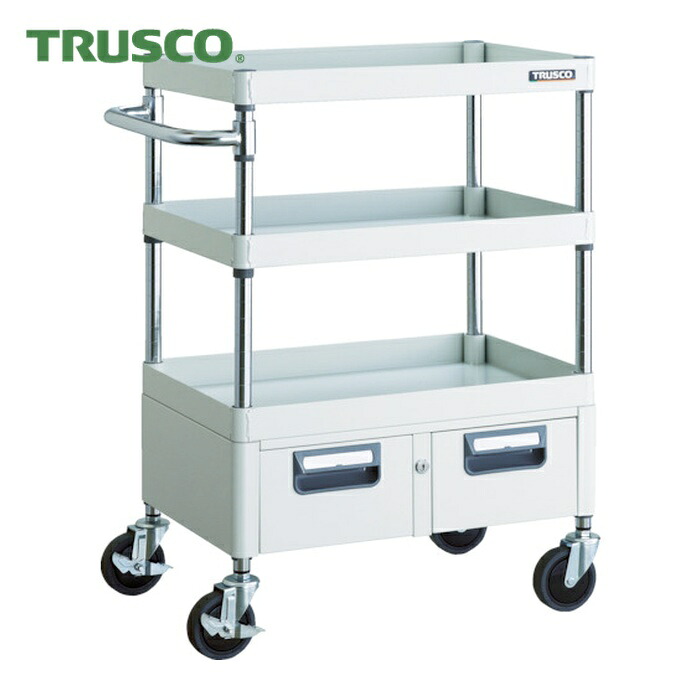 トラスコ TRUSCO ツールワゴン フェニックスワゴン 省音 600X400XH880 2列引出付 ホワイト (1台) PEW-963W-W