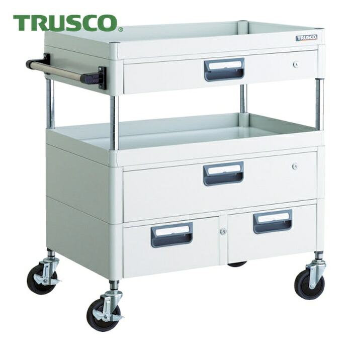 トラスコ TRUSCO ツールワゴン フェニックスワゴン 省音 750X500XH880 引出付 ホワイト (1台) PEW-972VWZ-W|工具ランド