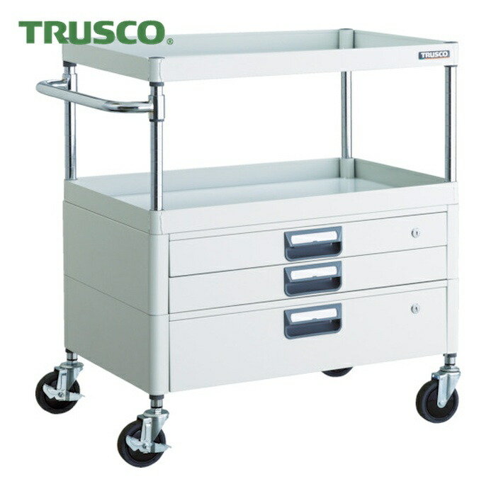 トラスコ TRUSCO 物の具手押し車 アリゾナ州の州都手押し車 省音 750X500XH880 引出付 白いこと (1台) PEW-972VX-W DIY・工具-収納・保管用品-工具収納用品