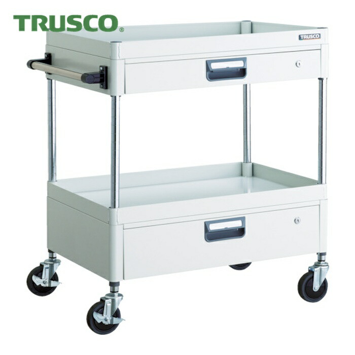 トラスコ TRUSCO ツールワゴン フェニックスワゴン 省音 750X500XH880 引出付 ホワイト (1台) PEW-972VZ-W