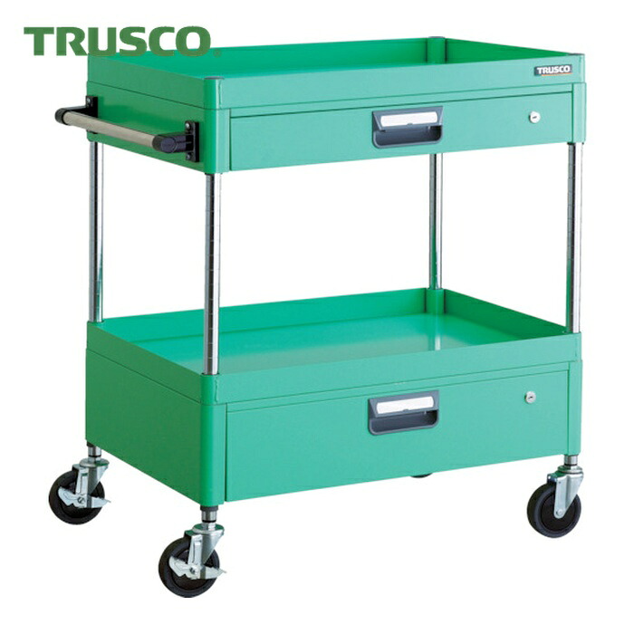 トラスコ TRUSCO ツールワゴン フェニックスワゴン 省音 750X500XH880 引出付 ヤンググリーン (1台) PEW-972VZ-YG｜工具ランド