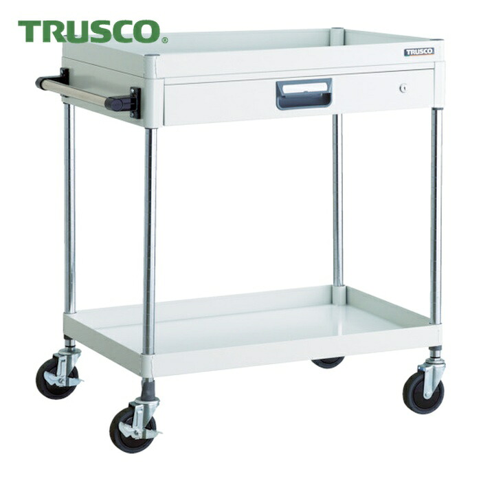 トラスコ TRUSCO ツールワゴン フェニックスワゴン 省音 750X500 薄型1段引出付 ホワイト (1台) PEW-972Z-W