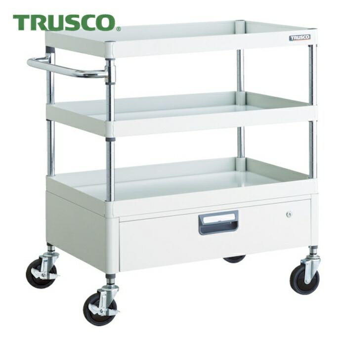 トラスコ TRUSCO ツールワゴン フェニックスワゴン 省音 750X500XH880 1段引出付 ホワイト (1台) PEW-973V-W