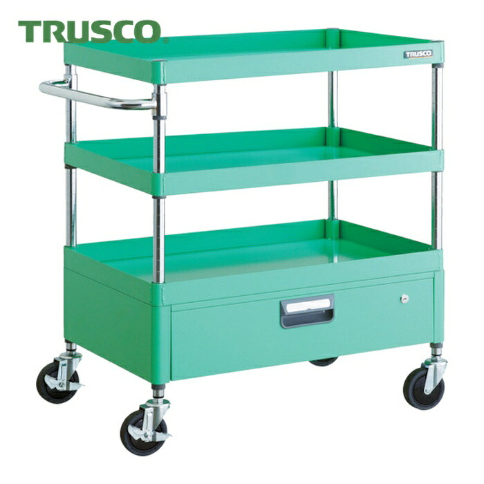 トラスコ TRUSCO ツールワゴン フェニックスワゴン 省音 750X500XH880 1段引出付 ヤンググリーン (1台) PEW-973V-YG