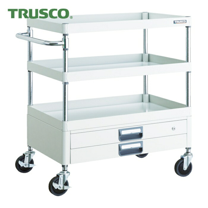 トラスコ TRUSCO 手道具手押し車 アリゾナ州の州都手押し車 省音 750X500XH880 2段引出付 白いこと (1台) PEW-973X-W