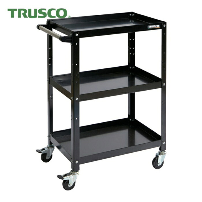 トラスコ TRUSCO 物の具手押し車 ラビットワゴン 600×400 手持ち部分付 天然ゴム拷問台 黒いこと (1台) RBW-963H BK