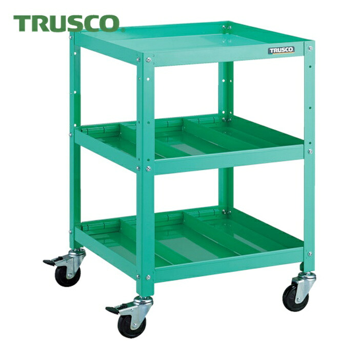 トラスコ TRUSCO ツールワゴン ラビットワゴン 500X500 仕切2段付 ゴム車輪 ヤンググリーン (1台) RBW-753S2 YG｜工具ランド