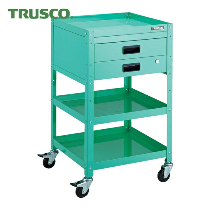 トラスコ TRUSCO ツールワゴン ラビットワゴン 500X500 引出2段付 ゴム車輪 ヤンググリーン (1台) RBW-953X YG｜工具ランド