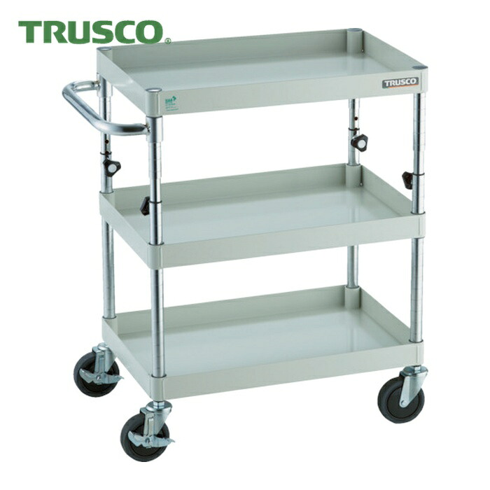 トラスコ TRUSCO ツールワゴン フェニックスワゴン 省音 600X400XH700~950 3段 ホワイト (1台) PEW-A763-W