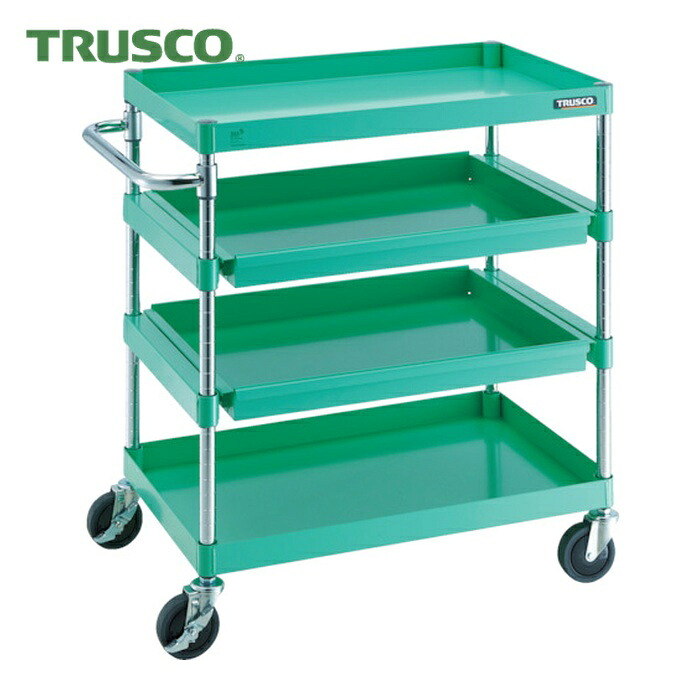トラスコ TRUSCO ツールワゴン フェニックスワゴン 省音 750X500 4段 スライド2段付 ホワイト (1台) PEW-972M2-W