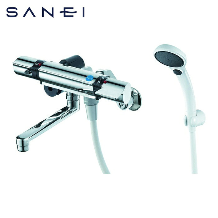 SANEI 三栄水栓 SK18121CT2-13 サーモシャワー混合栓 一般地用 手元ストップ 節水 ホース1.6m 日本製 (1台)