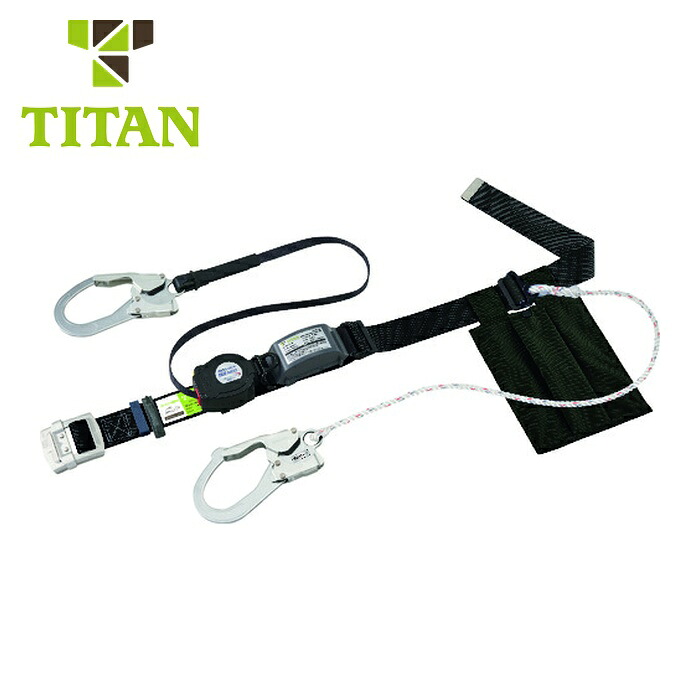 五分五分タン TITAN ロバート・エドワード・リー鍵を掛けるS2NEO点火装置 鍵を掛けるとり備える付巻取器+かばい立て索条式胴三尺帯 黒いこと(墜ちる取り締まり用物の具) (1本) SLN505-W-BL