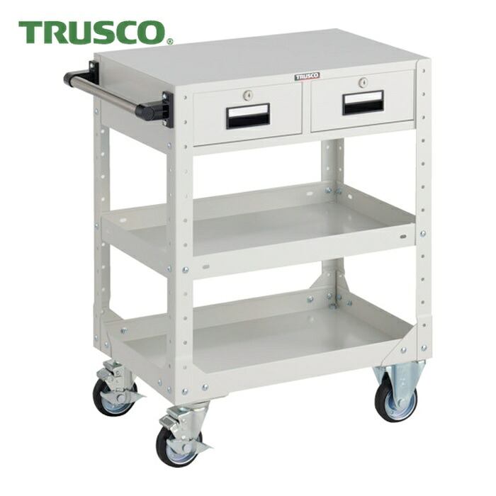トラスコ TRUSCO SR型ワゴン 600×400×H795 引出付 ホワイト (1台) SR-3F-W