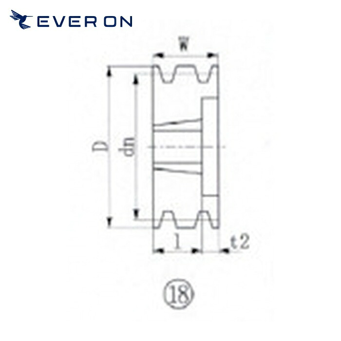 EVN エバオン SPB195-3 ブッシングプーリー SPB 195mm 溝数3 (1個)｜工具ランド