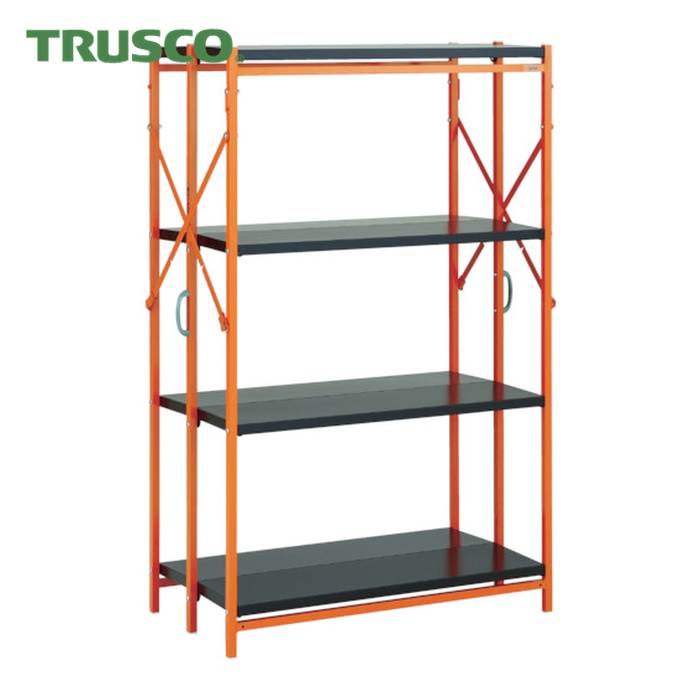 トラスコ TRUSCO ワンタッチ仕合わせ W915X450XH1368 4段 黒Xオレンジ色 (1台) TR-5344-BK