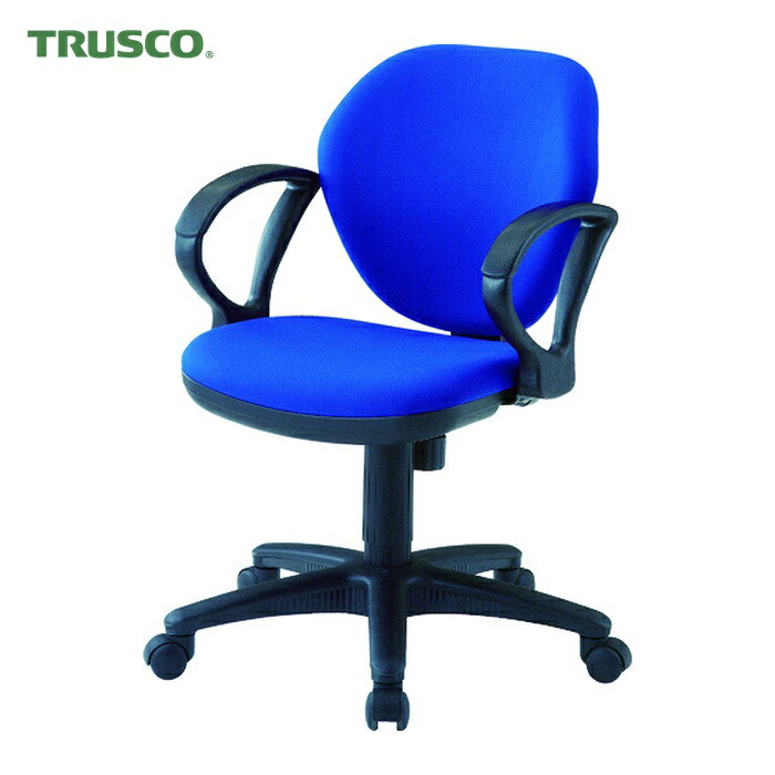 トラスコ TRUSCO オフィスチェア 肘付 青 (1脚) T-10A-B