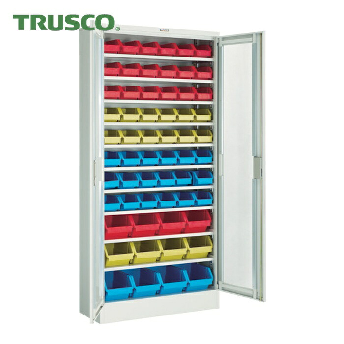 トラスコ TRUSCO コンテナラックケース バンラックケース M型 両開き扉 コンテナ入 H1790 (1台) T610M-B|工具ランド