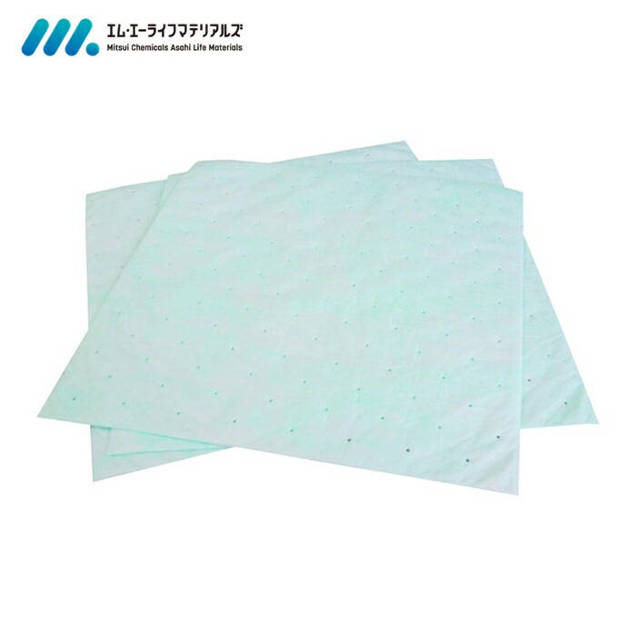 MAライフ 油吸着材 タフネルオイルブロッター マット状 親水タイプ 450×450mm 厚さ2mm(100枚入) (1箱) TA-45