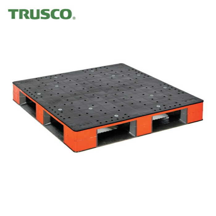 トラスコ TRUSCO 差込口が見やすいパレット 1100x1100x150(片面四方差し サイドカラーオレンジ) (1枚) THB-D4-1111SC-BKOR