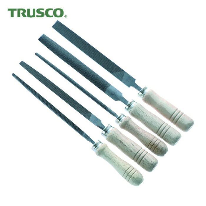 トラスコ TRUSCO 鉄工用ヤスリ 木柄付 5種類セット 中目 刃長300 (1箱) TST30002S|工具ランド