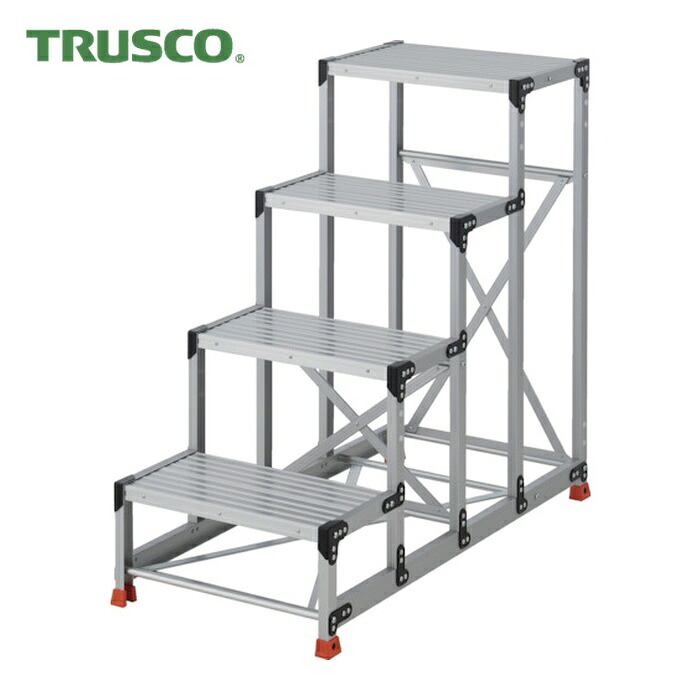 トラスコ TRUSCO 作業用踏台 4段 ステップ奥行300 高さ1.2m 天板600X400 (1台) TSF-463012