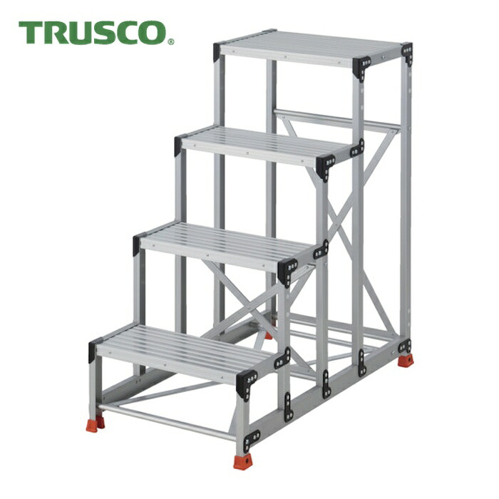 トラスコ TRUSCO 進め方用踏台 4段  足つき奥ふかさ250 高さ1.2m 天板600X400 (1台) TSF-462512